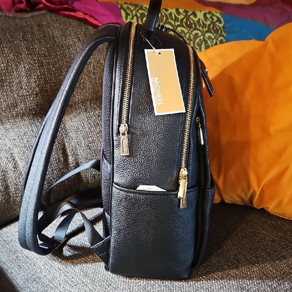 Michael Kors Black Textured Women's Backpack - Picture 4 of 14